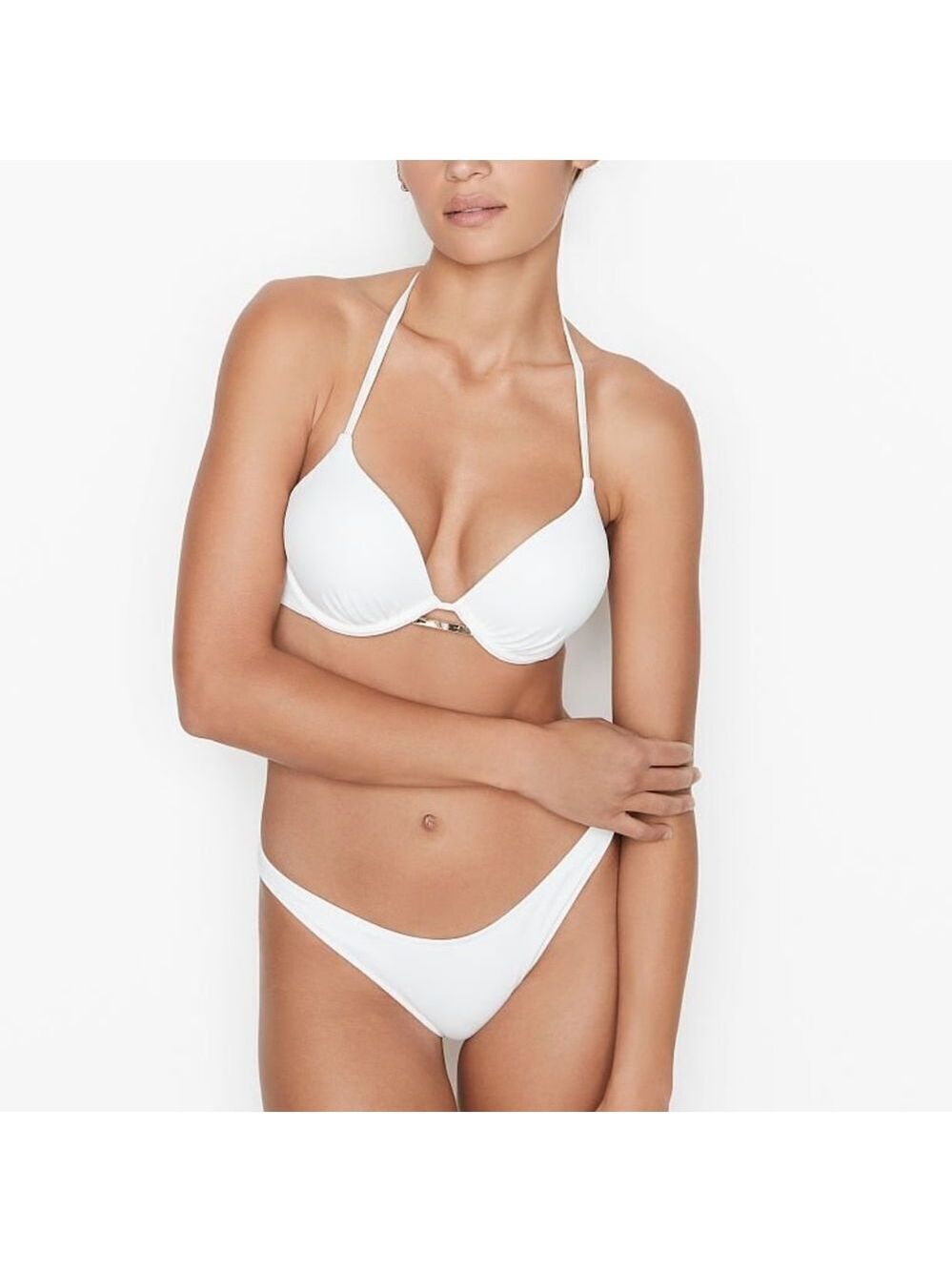 Victoria's Secret White Bali Bombshell Kiawah Crochet String Cheeky Bikini 32D/S - Picture 2 of 16